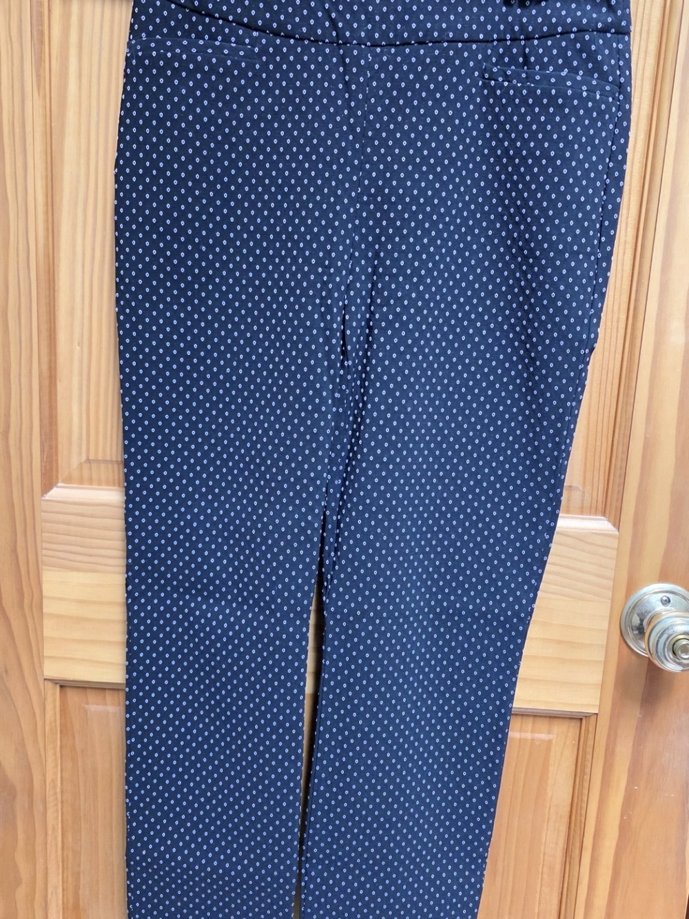 Chico's Black with White Microdot Straight-Leg Pants